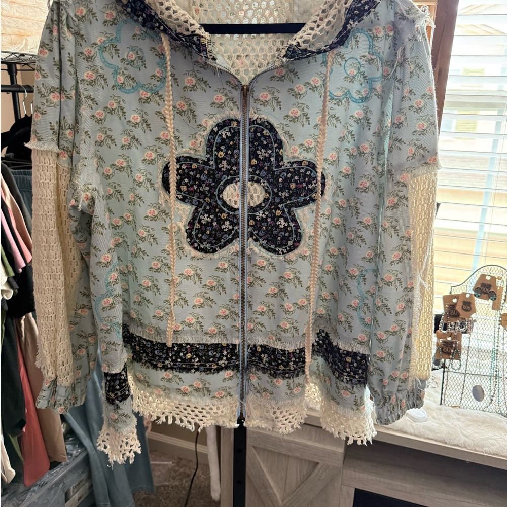 POL Floral Patchwork hoodie